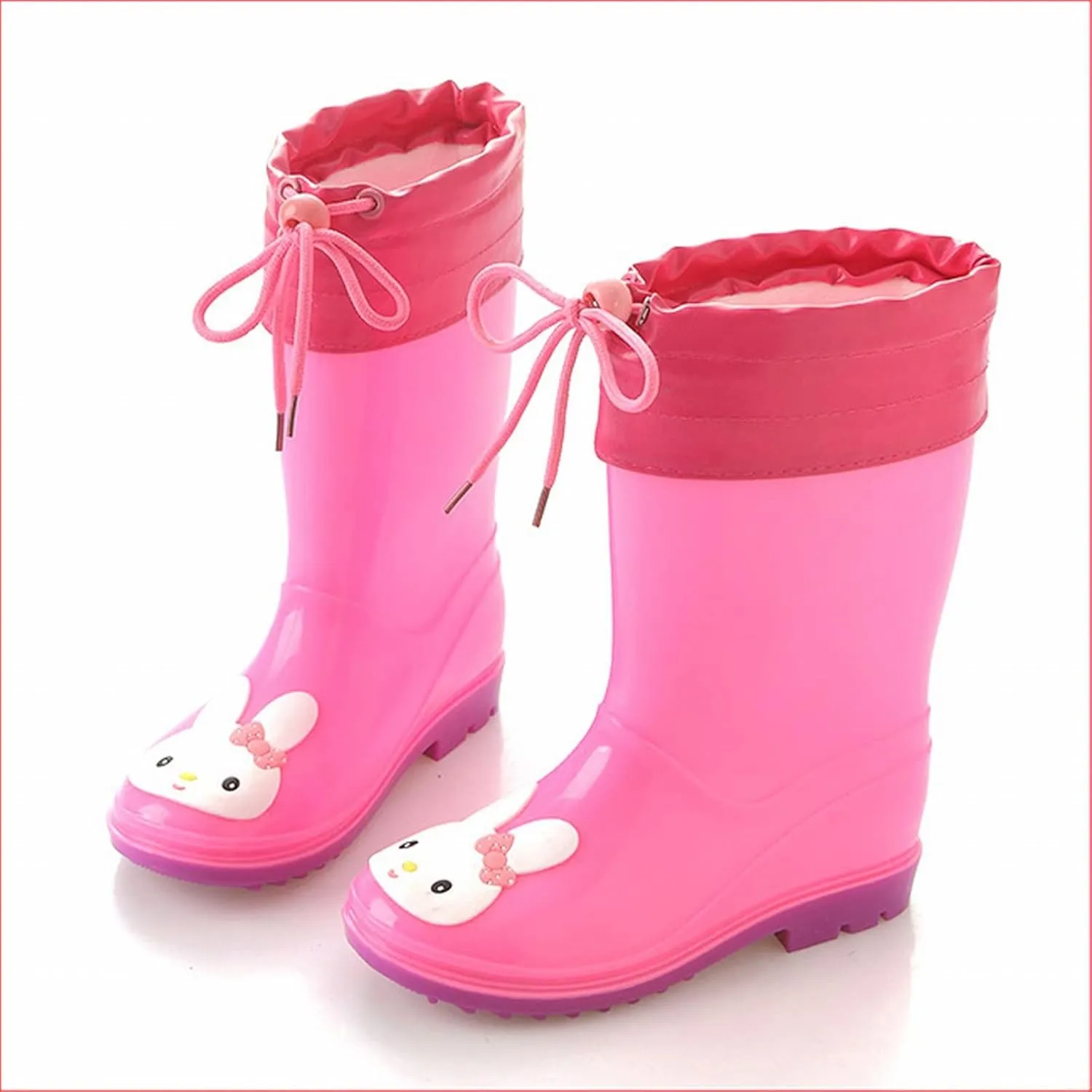 Toddlers Children Rain Shoes Boys and Girls Water Shoes Pink Rabbit Cartoon Character Rain Shoes Snow Boots Toddler Boy (F, 2.5 Big Kids)
