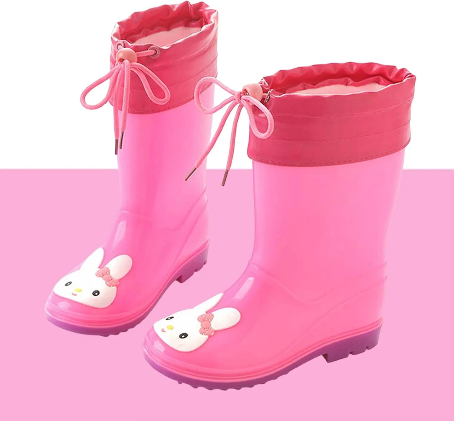 Toddlers Children Rain Shoes Boys and Girls Water Shoes Pink Rabbit Cartoon Character Rain Shoes Snow Boots Toddler Boy (F, 2.5 Big Kids)