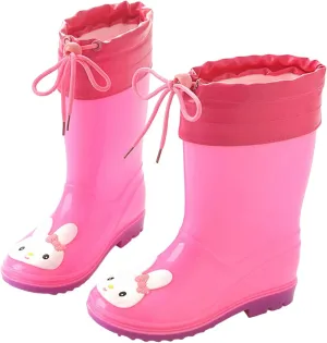 Toddlers Children Rain Shoes Boys and Girls Water Shoes Pink Rabbit Cartoon Character Rain Shoes Snow Boots Toddler Boy (F, 2.5 Big Kids)