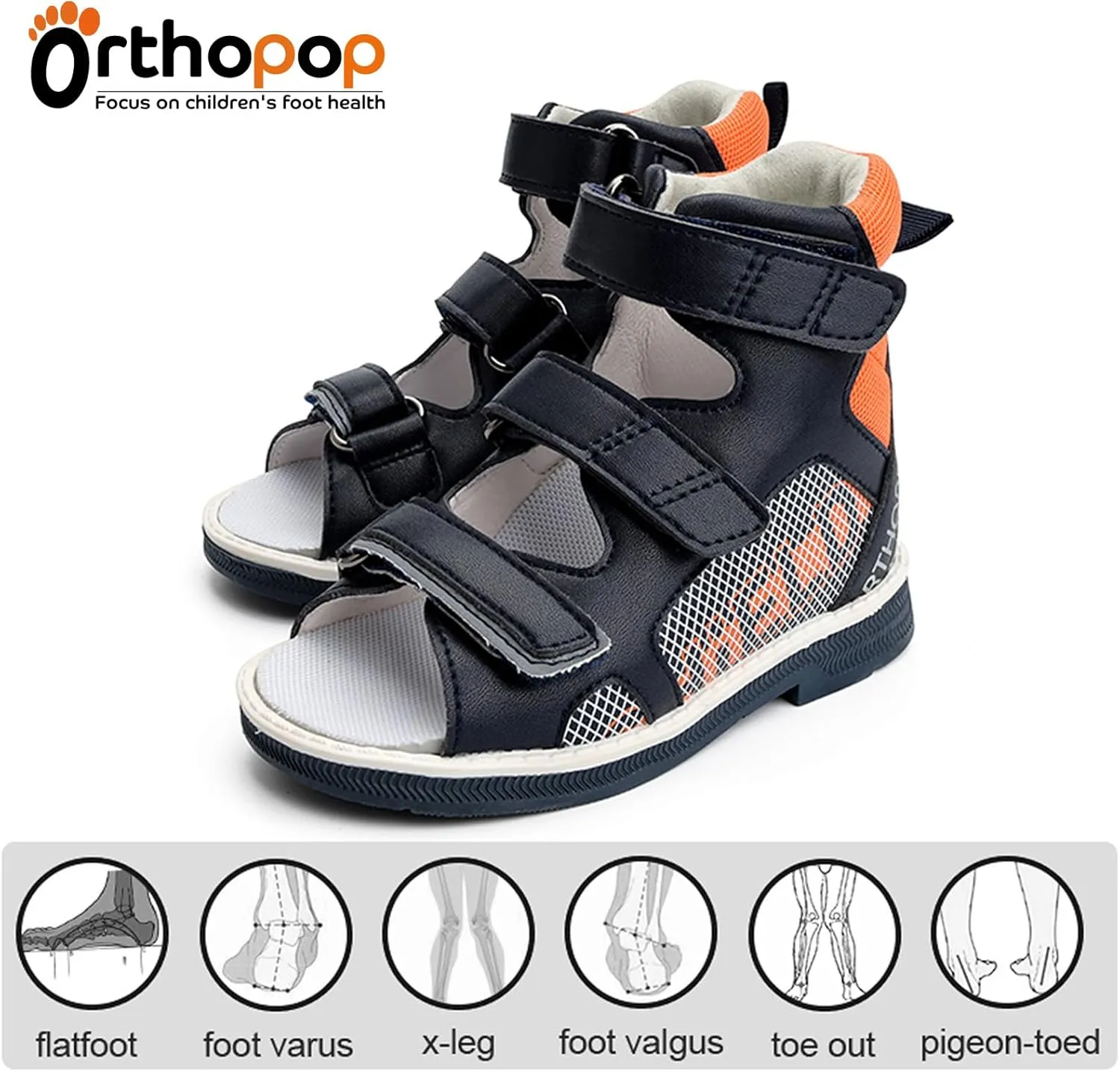 Toddlers Orthopedic Sandals with Arch Support,High-Top Ankle Support Corrective AFO Shoes