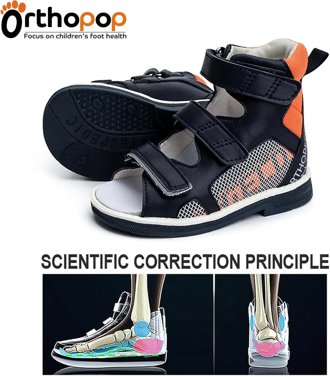 Toddlers Orthopedic Sandals with Arch Support,High-Top Ankle Support Corrective AFO Shoes