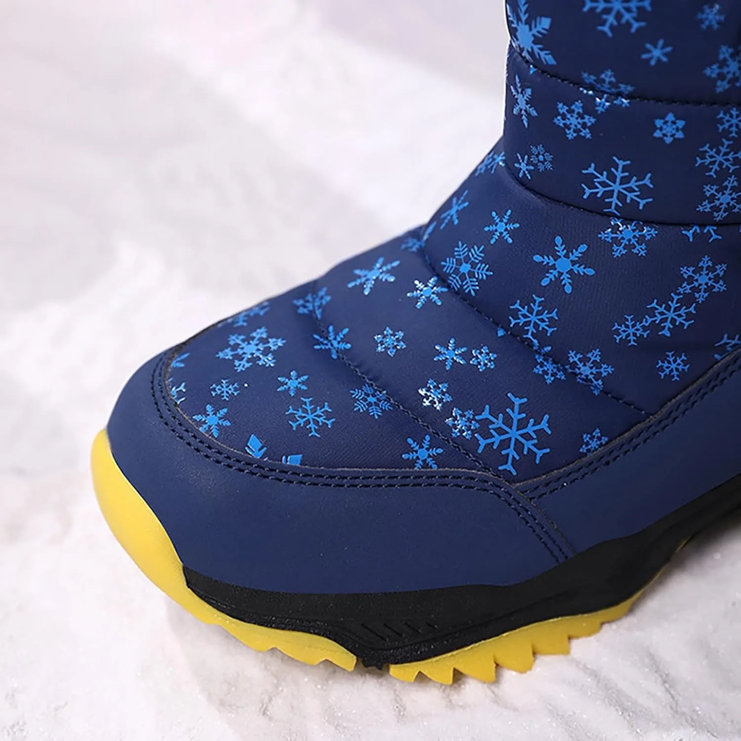 Unisex Boys Girls High-Top Snow Boots Kids Winter Warm Faux ?????? Lined Outdoor Sport Leather Kids Boots for Girls
