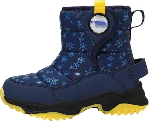 Unisex Boys Girls High-Top Snow Boots Kids Winter Warm Faux ?????? Lined Outdoor Sport Leather Kids Boots for Girls