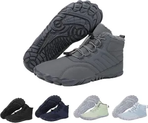 uSecee Men's Women's Winter Barefoot Hiking Boots Winter Warm Wide Toe Box Shoes Minimalist Waterproof Hiking Shoes Zero Drop Non Slip Sneakers Fur Lined Snow Boots Walking Outdoor Unisex
