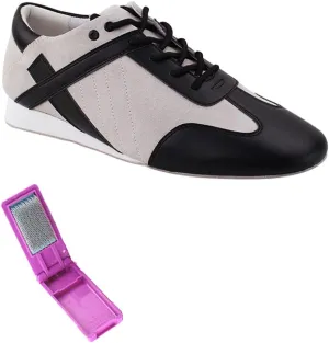 Very Fine Dance Shoes - Mens Latin, Rhythm Ballroom Dance Shoes - SERO106BBX - Flat Heel and Foldable Brush Bundle - Antonio - 8