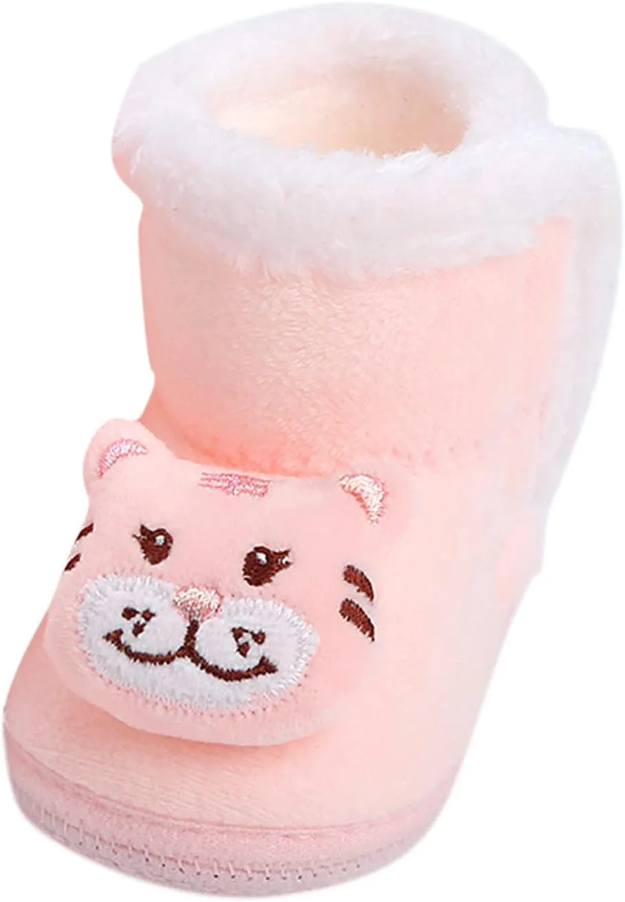 Warm Faux Fur Lined Soft Boots Baby Winter Ankle Non-Slip Rubber Texture Sole Toddler Winter Snow Kids Shoes