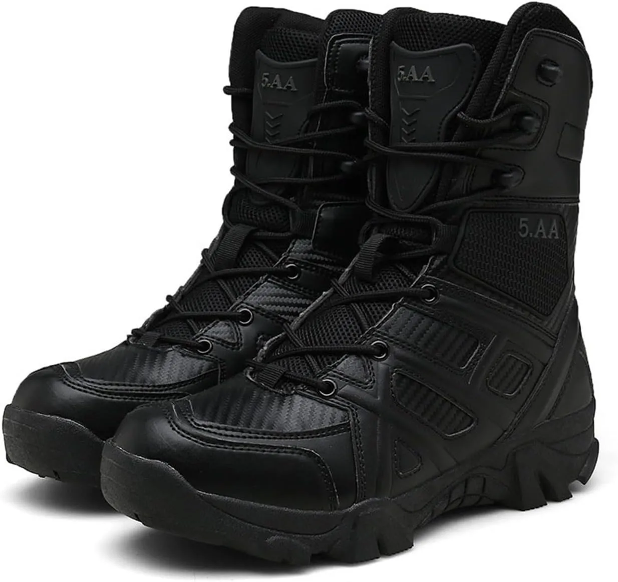 Waterproof Hiking Work Boots, Men High Top Breathable Military Tactical Work Boots with Side Zipper, Lace Up Durable Army Patrol Boots Lightweight, for Hiking Motorcycle Climbing