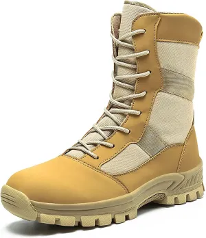 Waterproof Military and Tactical Boots for men, Non-Slip Comfortable Shock Mountaineering Boots, Outdoor Lace-Up Sports Lightweight Durable Breathable Hiking Shoes