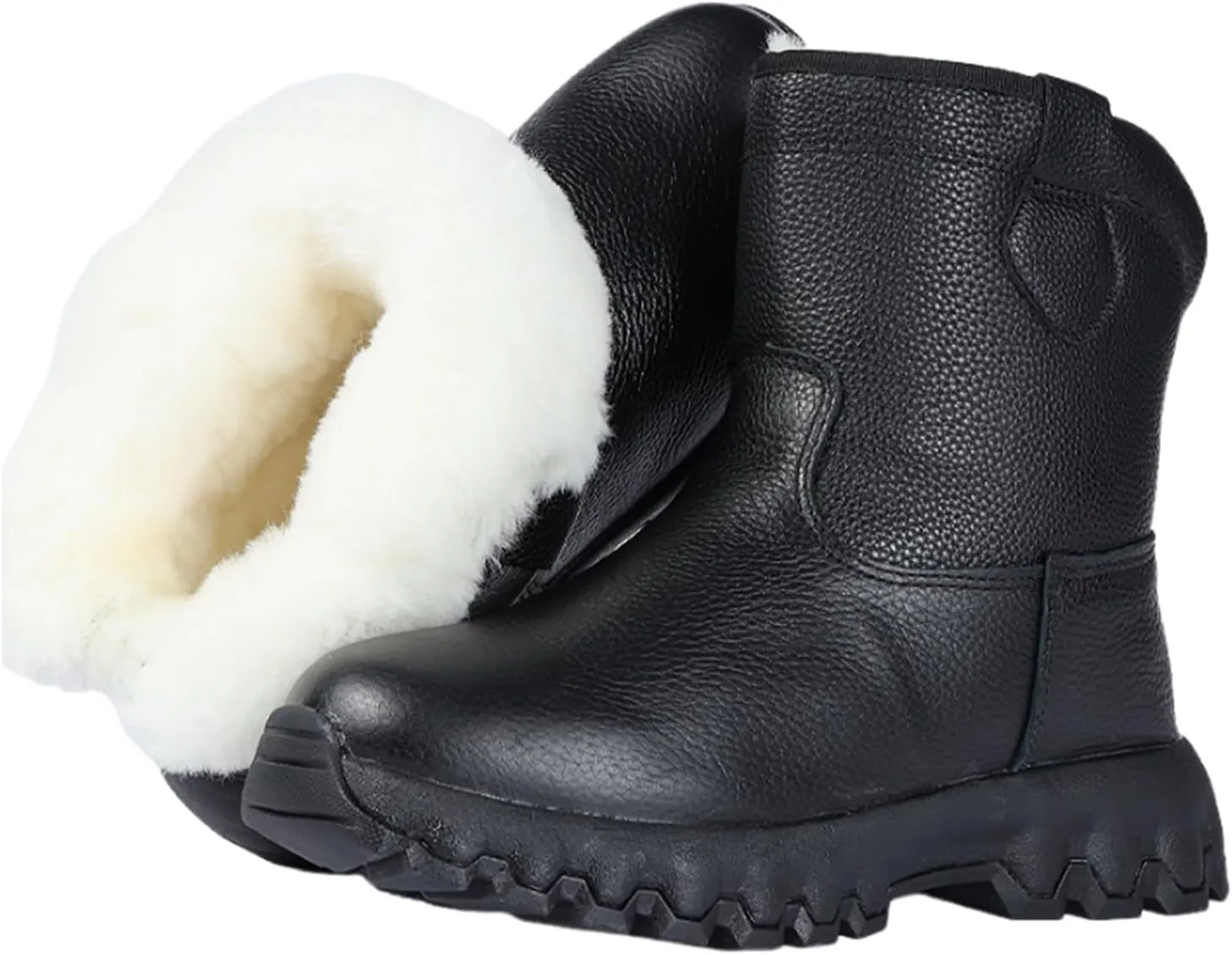 Waterproof Snow Boots for Men, Mens Winter Outdoor Fluffing Warm Fur Lined Zipper Mid Calf Snow Boots, Non Slip Hiking Rubber Lightweight Outdoor Shoes, for Cold Weather Athletic