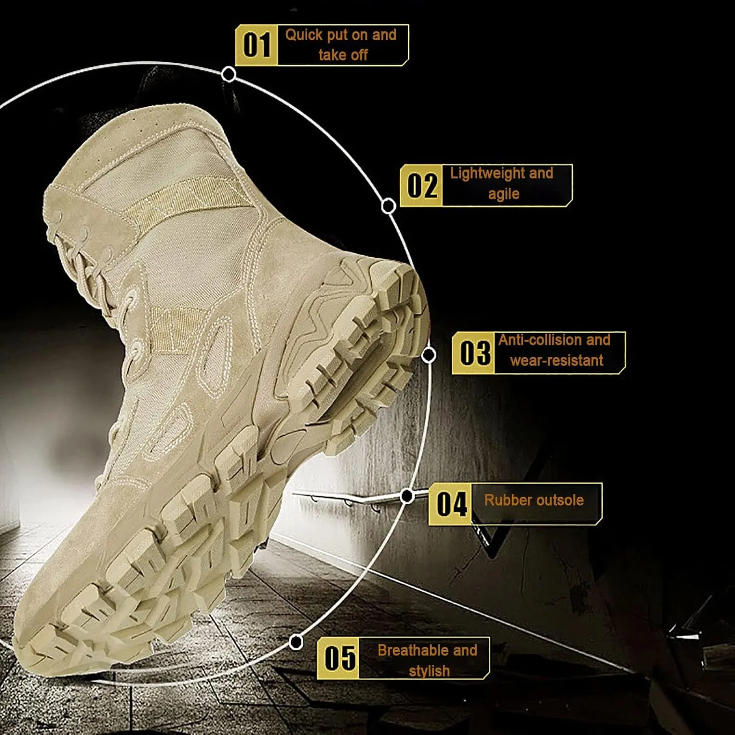 Waterproof Suede Leather Military and Tactical Boots, Outdoor Lace-up Sports Non-slip Absorption Boots, Durable Lightweight Cushioning Breathable Hiking Shoes