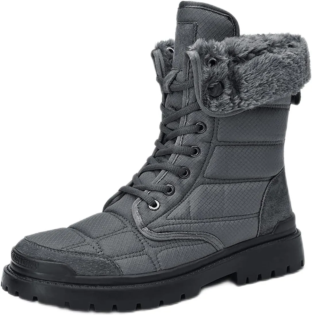 Waterproof Warm Snow Boots, Winter Snow Boots Fur Lining Anti Slip Outdoor Men's Warm Walking Boots, for Work Trekking Lightweight Comfort Hiking Shoes