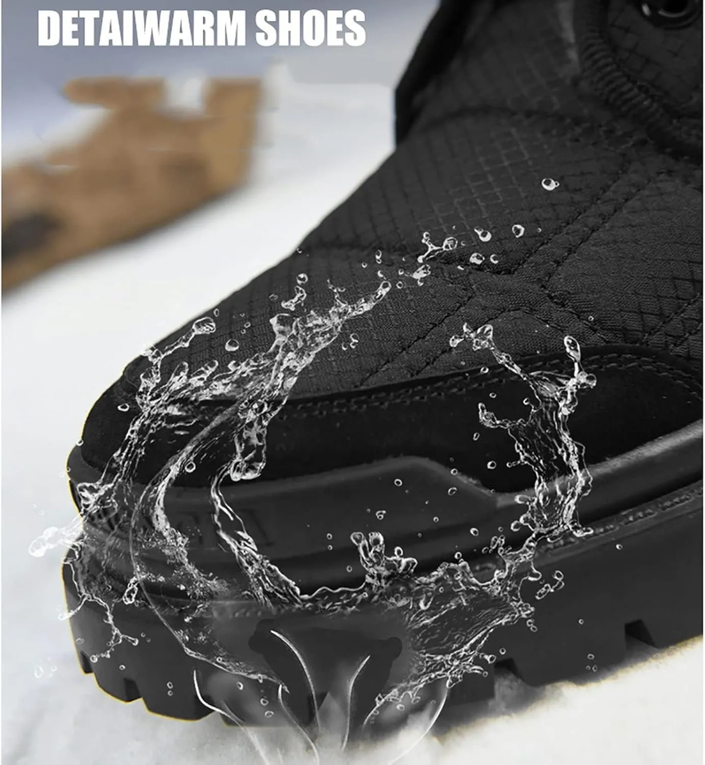 Waterproof Warm Snow Boots, Winter Snow Boots Fur Lining Anti Slip Outdoor Men's Warm Walking Boots, for Work Trekking Lightweight Comfort Hiking Shoes