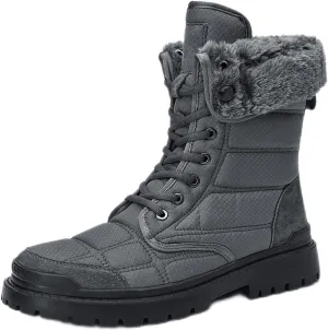 Waterproof Warm Snow Boots, Winter Snow Boots Fur Lining Anti Slip Outdoor Men's Warm Walking Boots, for Work Trekking Lightweight Comfort Hiking Shoes