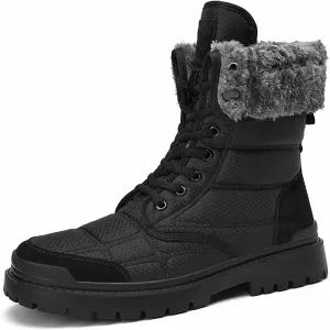 Waterproof Warm Snow Boots, Winter Snow Boots Fur Lining Anti Slip Outdoor Men's Warm Walking Boots, for Work Trekking Lightweight Comfort Hiking Shoes