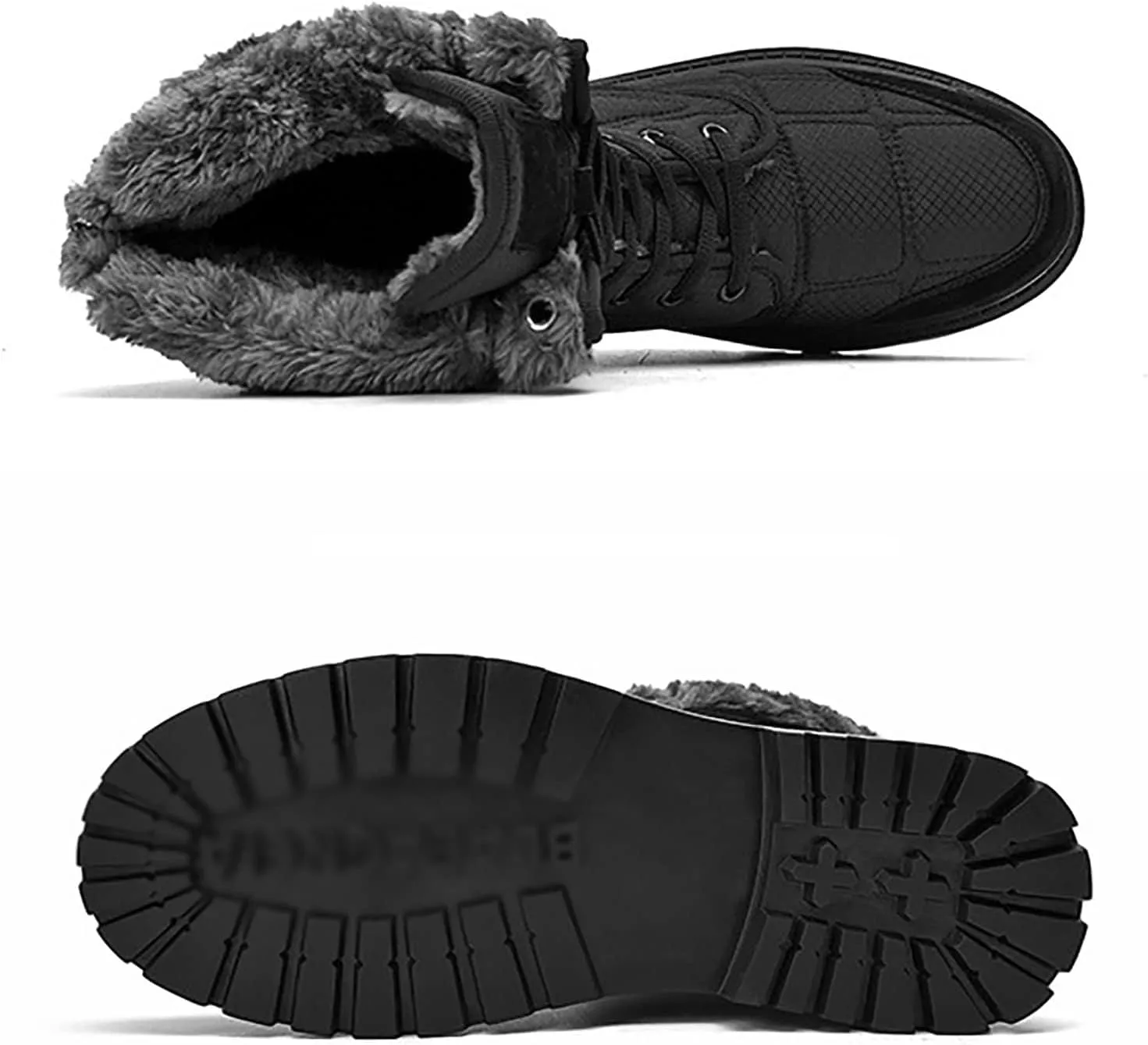 Waterproof Warm Snow Boots, Winter Snow Boots Fur Lining Anti Slip Outdoor Men's Warm Walking Boots, for Work Trekking Lightweight Comfort Hiking Shoes