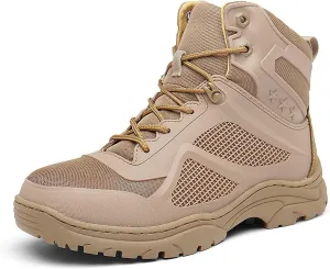 Wcxixo Lightweight Military and Tactical Boots for Men, Waterproof Non-Slip Outdoor Mountaineering Boots, Lace-up Sports Durable Breathable Hiking Shoes