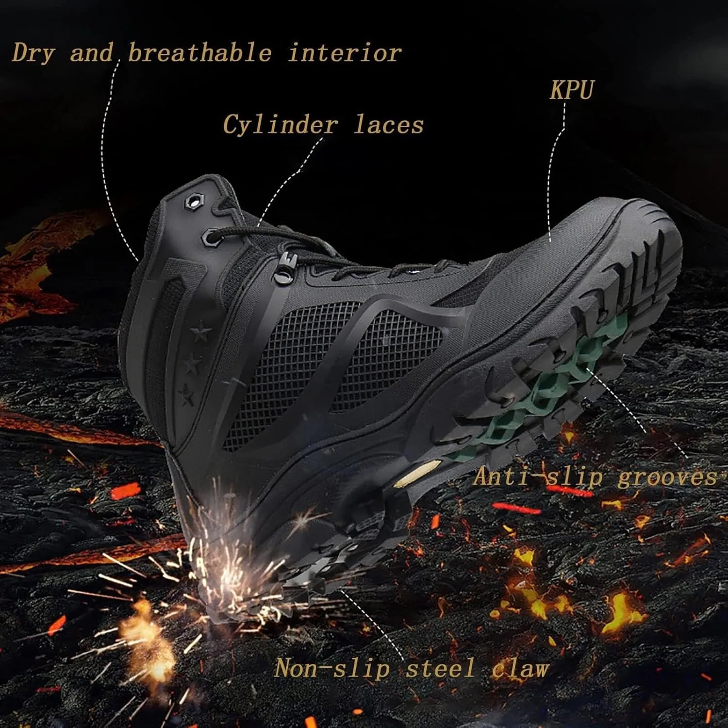 Wcxixo Lightweight Military and Tactical Boots for Men, Waterproof Non-Slip Outdoor Mountaineering Boots, Lace-up Sports Durable Breathable Hiking Shoes