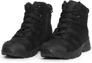 Wcxixo Men's Waterproof Tactical Boots, Mens Mid Top Side Zipper Lace Up Anti Collision Tactical Boots, Tactical Safety Breathable Desert Boots, for Tactical, Hiking, Motorcycle, Climbing