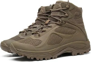Wcxixo Spring and Autumn Military Hiking Shoes, Non-Slip Wear-Resistant Breathable Mid-top Tactical Boots for Men, for Outdoor Lace-up Sports Military Boots
