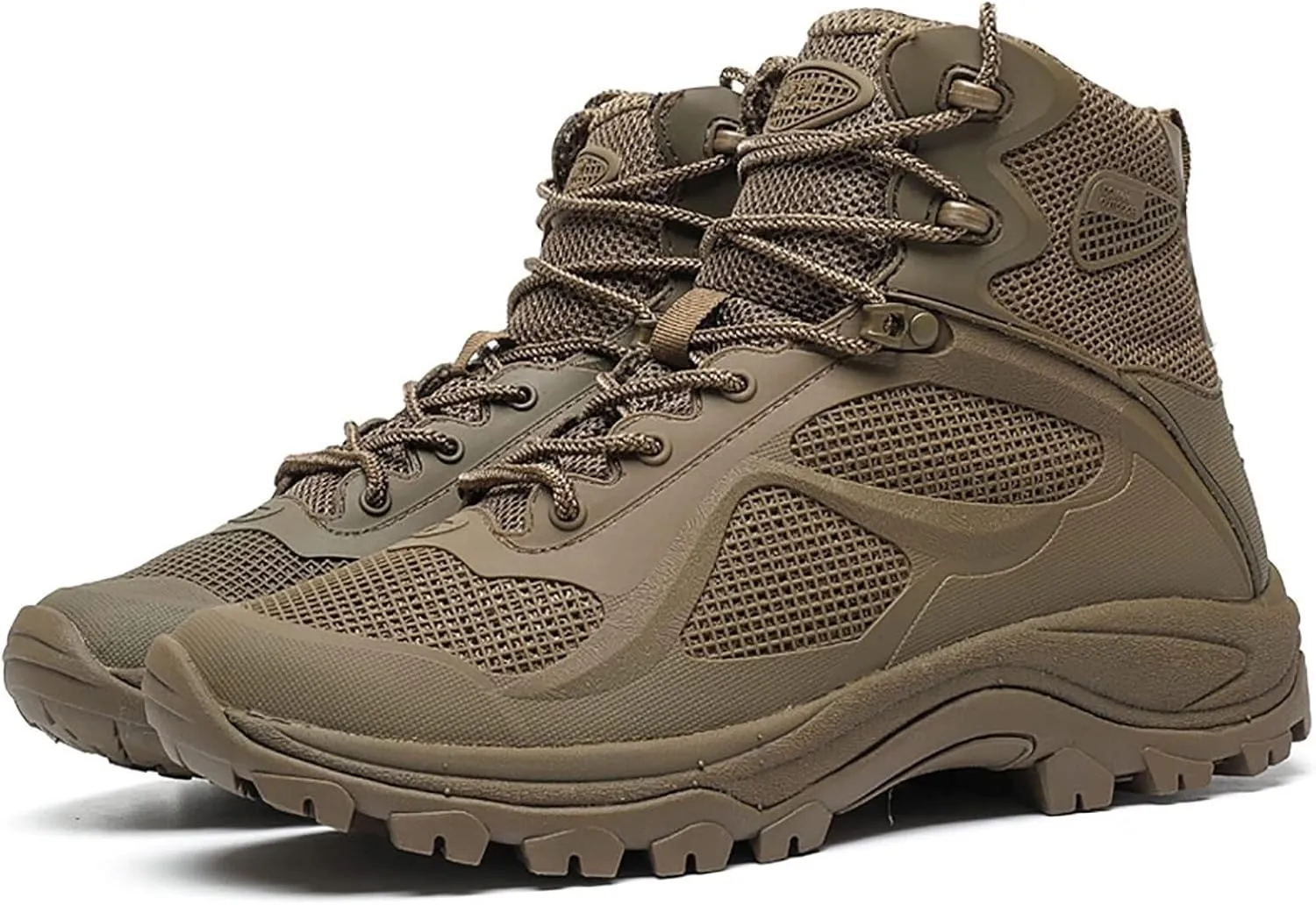 Wcxixo Spring and Autumn Military Hiking Shoes, Non-Slip Wear-Resistant Breathable Mid-top Tactical Boots for Men, for Outdoor Lace-up Sports Military Boots