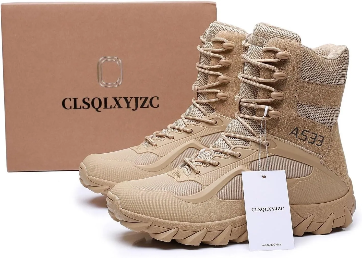 Wcxixo Waterproof Military Tactical Boots for Men, Outdoor Lace-up Sports Non-Slip Hiking Work Boots, Durable Lightweight Cushioning Breathable Hiking Shoes