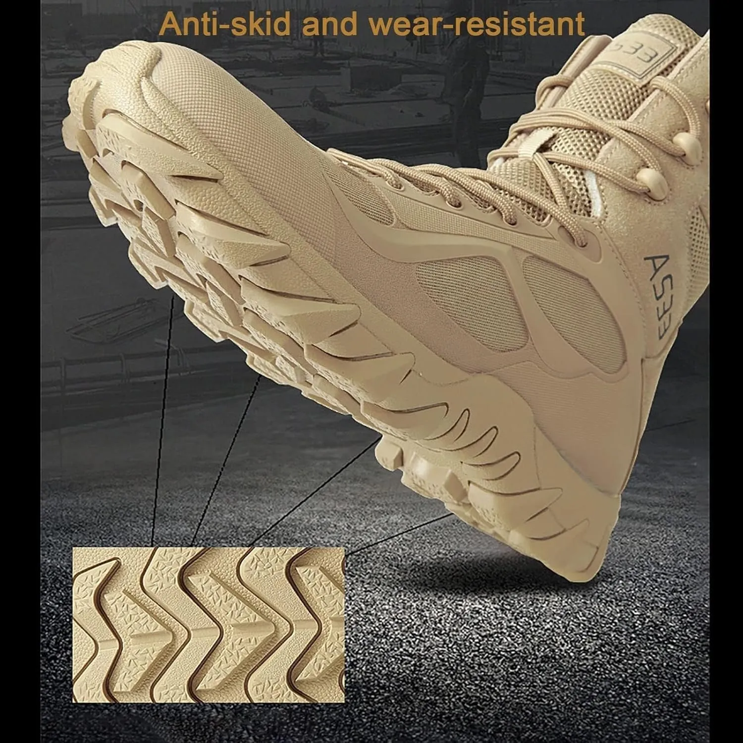 Wcxixo Waterproof Military Tactical Boots for Men, Outdoor Lace-up Sports Non-Slip Hiking Work Boots, Durable Lightweight Cushioning Breathable Hiking Shoes