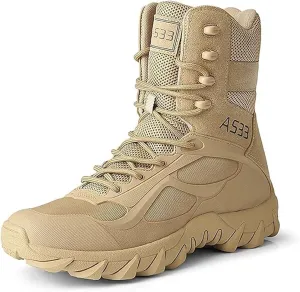 Wcxixo Waterproof Military Tactical Boots for Men, Outdoor Lace-up Sports Non-Slip Hiking Work Boots, Durable Lightweight Cushioning Breathable Hiking Shoes