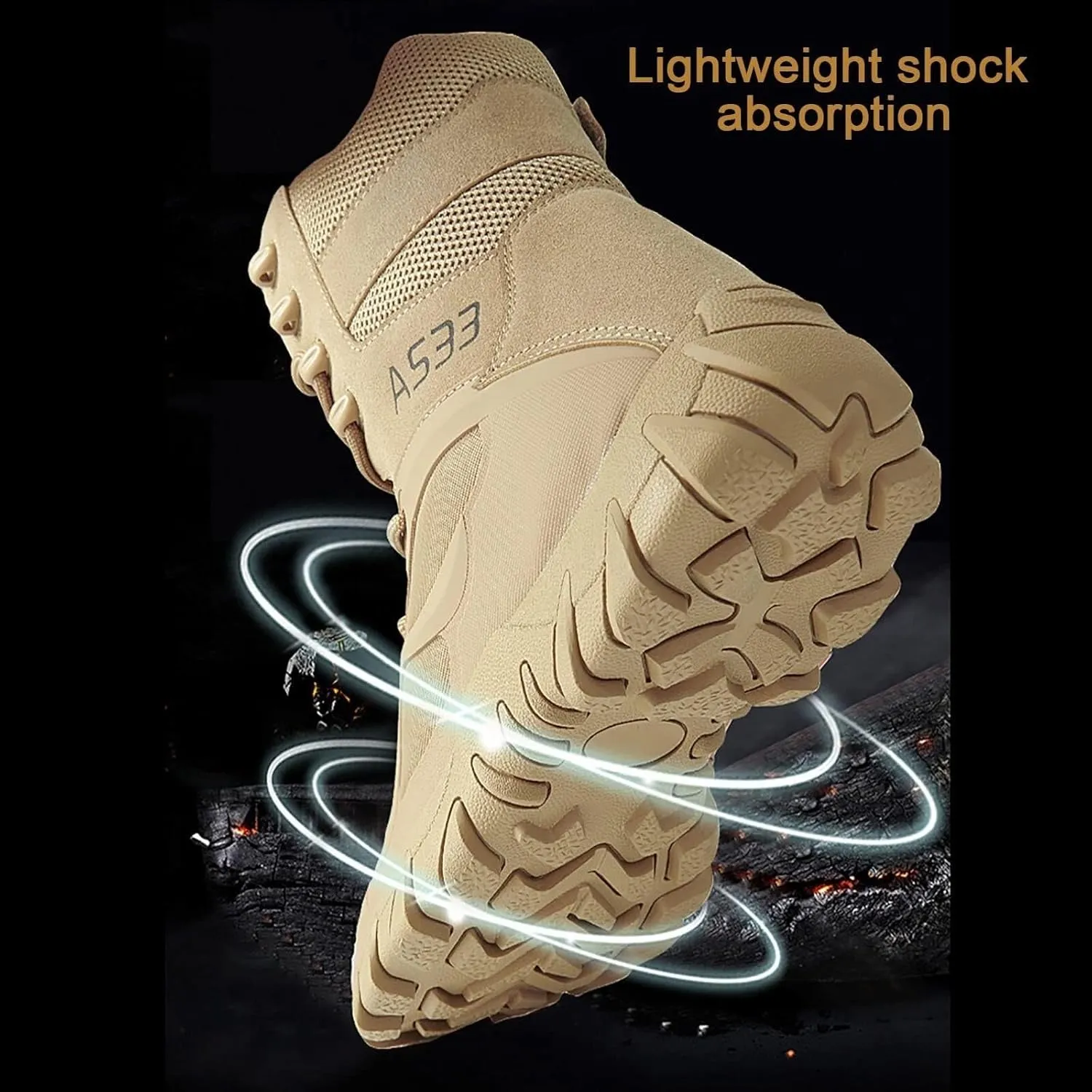 Wcxixo Waterproof Military Tactical Boots for Men, Outdoor Lace-up Sports Non-Slip Hiking Work Boots, Durable Lightweight Cushioning Breathable Hiking Shoes
