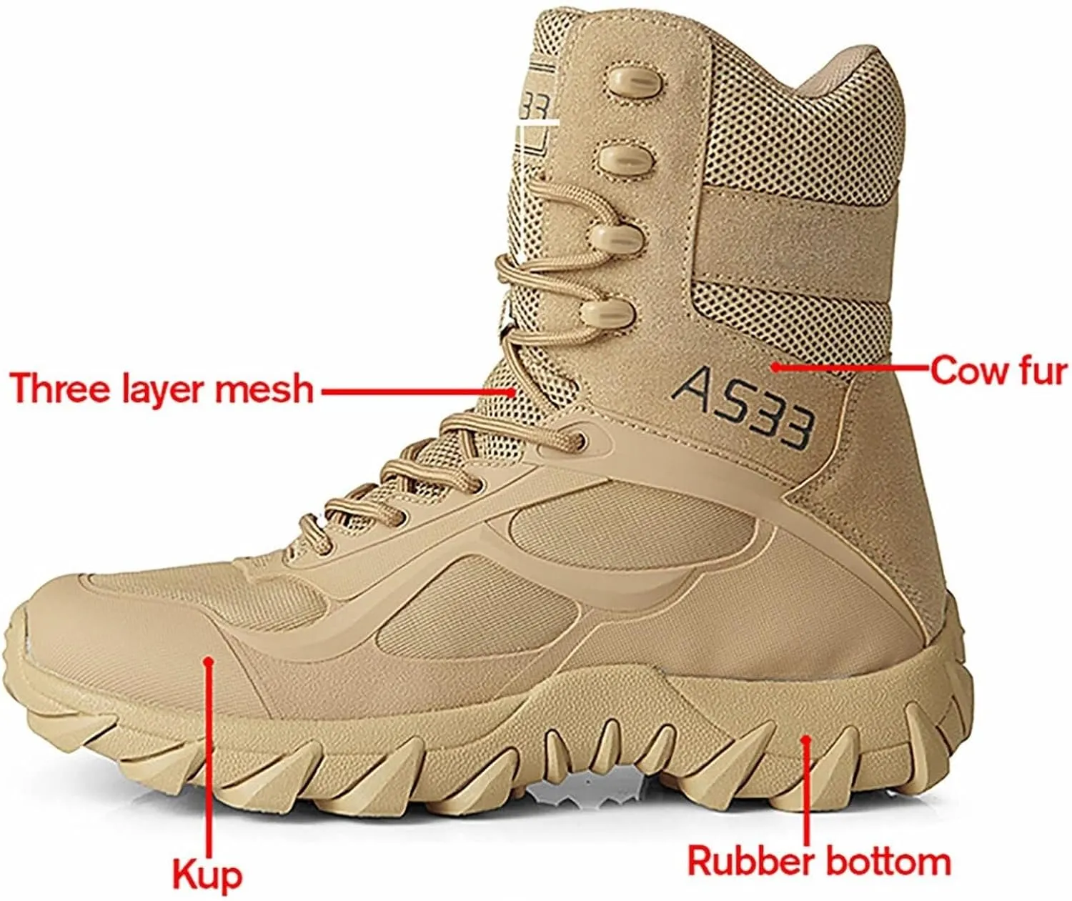 Wcxixo Waterproof Military Tactical Boots for Men, Outdoor Lace-up Sports Non-Slip Hiking Work Boots, Durable Lightweight Cushioning Breathable Hiking Shoes