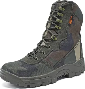 Wcxixo Woodland Camouflage Training Boots for Men, Soft and Comfort High-top Non-Slip Breathable Tactical Boots, for Outdoor Durable Rubber Sole Hiking Shoes