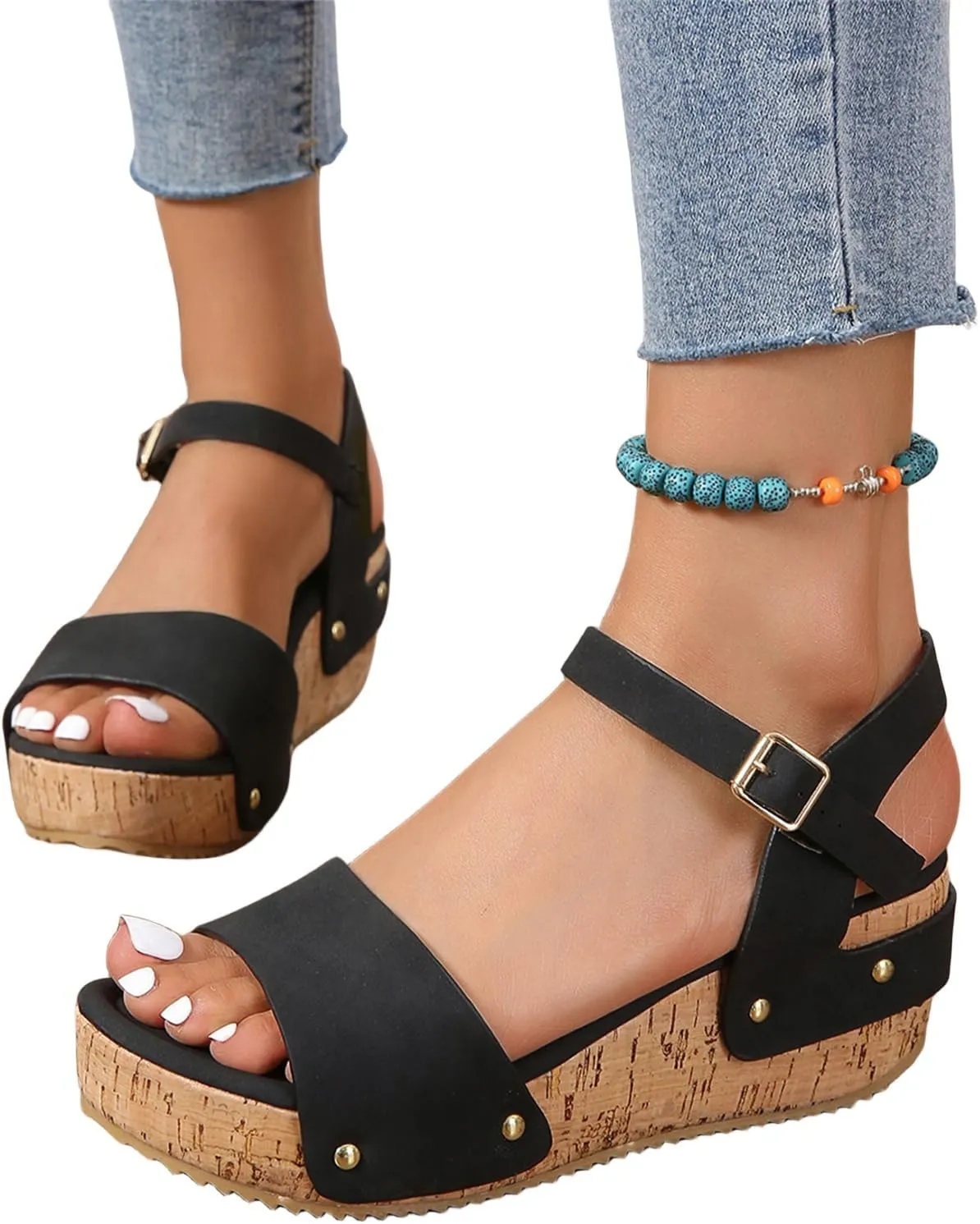 Wedge Sandals for Women 2025 New Platform with Ankle Strap Open Toe Espadrilles Heels Dressy Casual Boho Summer Beach Carley Sandal Orthopedic Comfortable Shoes Ladies Espadrille Wedges