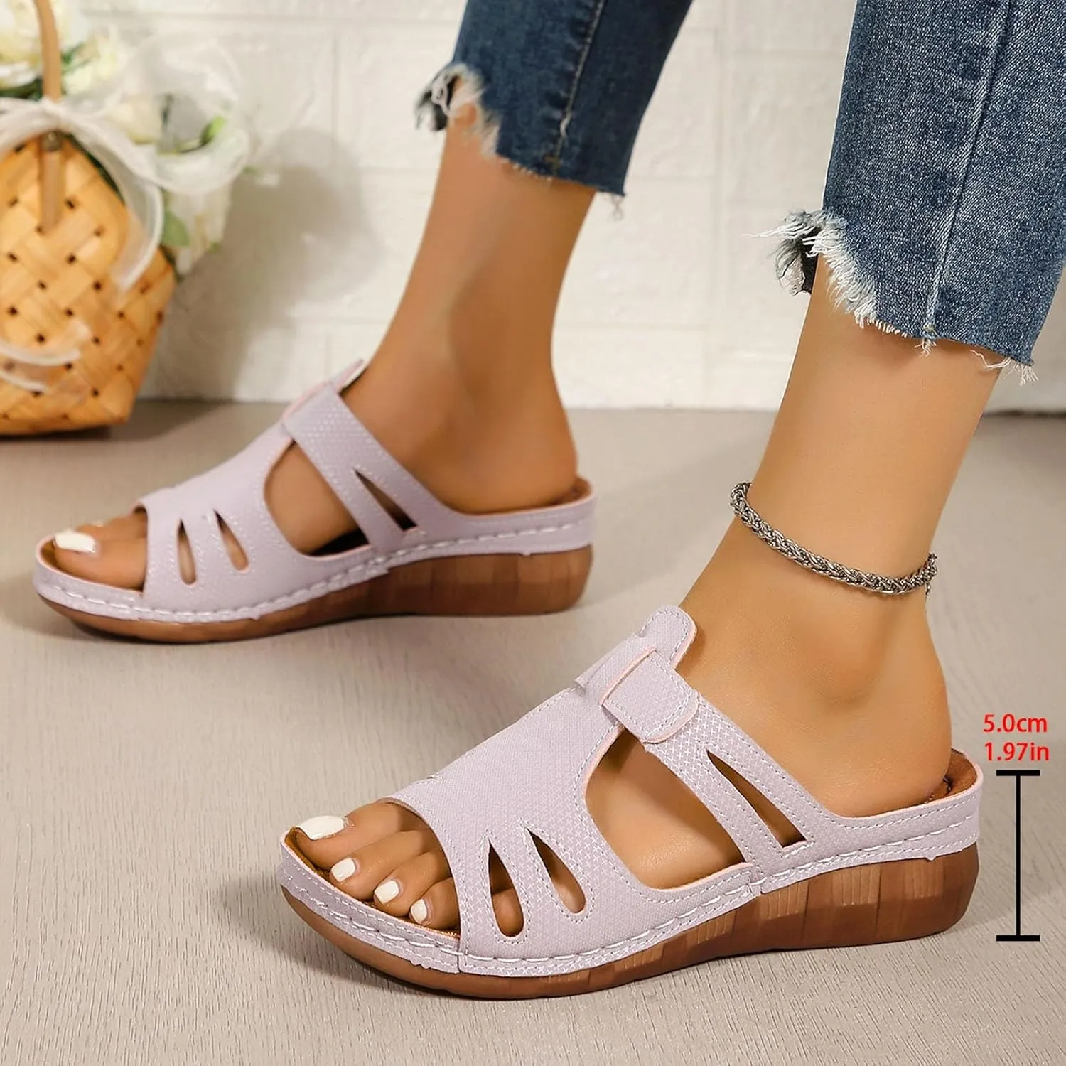 Wedge Sandals for Women Dressy Comfortable Orthopedic Sandals Arch Support Summer Wide Sandals Beach Vacation Sandals