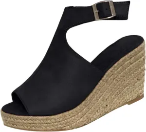 Wedge Sandals for Women Orthopedic Platform Wedge Sandals Summer Casual Beach Open Toe Espadrille Shoes Outdoor Walking Shoes Dressy Comfy Slip-On Ankle Buckle Sandal