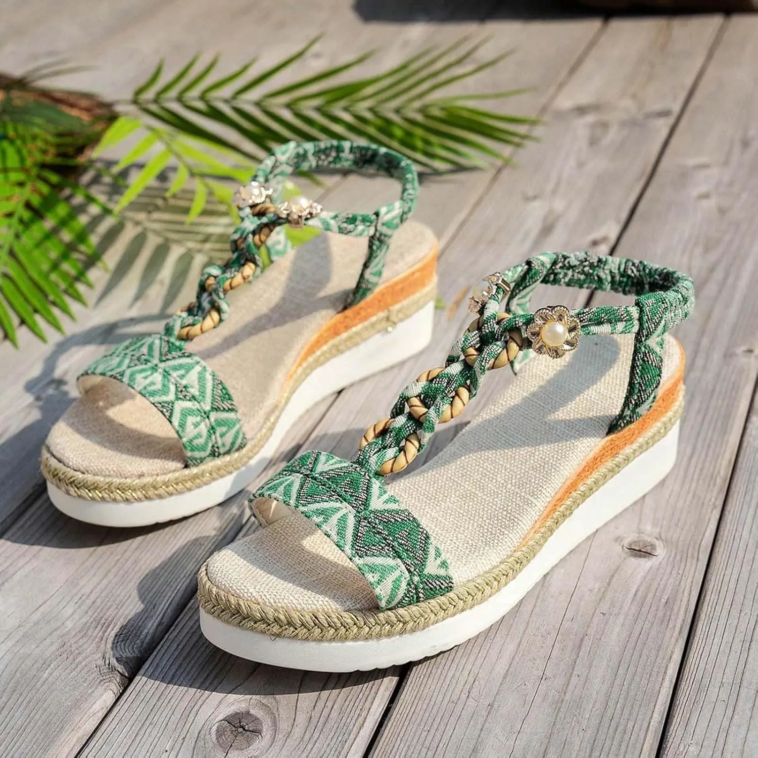 Wedge Sandals for Women Women's Platform Wedge Sandals Casual Walking Arch Support Sandal Slip on Beach Summer