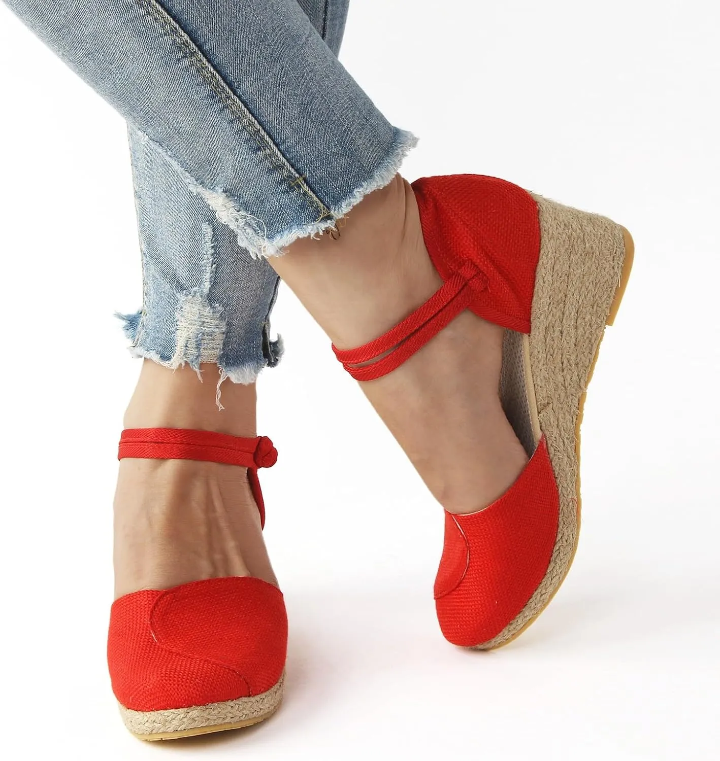 Wedge Sandals Women's Breathable Versatile Fashion Straw Sandals Travel High Heeled Sandals Women Dress Shoes for Woman