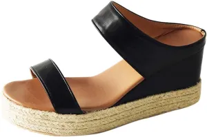 Wedges Toe Slip-On Summer Open Beach Sandals Women Breathable Straw Casual Shoes Wedge Platform Sandals for Women