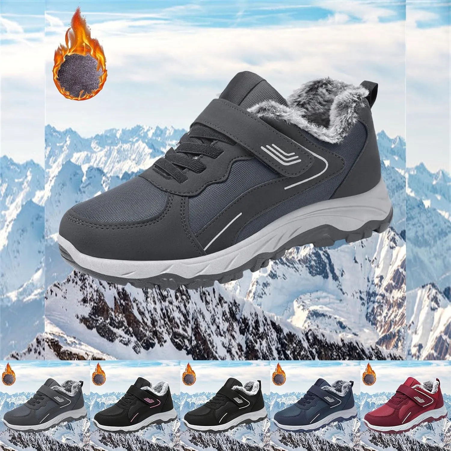 Winter Booties Warm Snow Boots Weather Comfortable And Mid Calf Sneaker aterproof Plush Lined Walking Sneaker