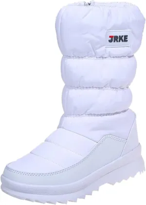 Winter Boots for Women Puffy Winter Snow Waterproof Ankle Booties Anti Slip Mid Calf Snow Booties with Side Zip