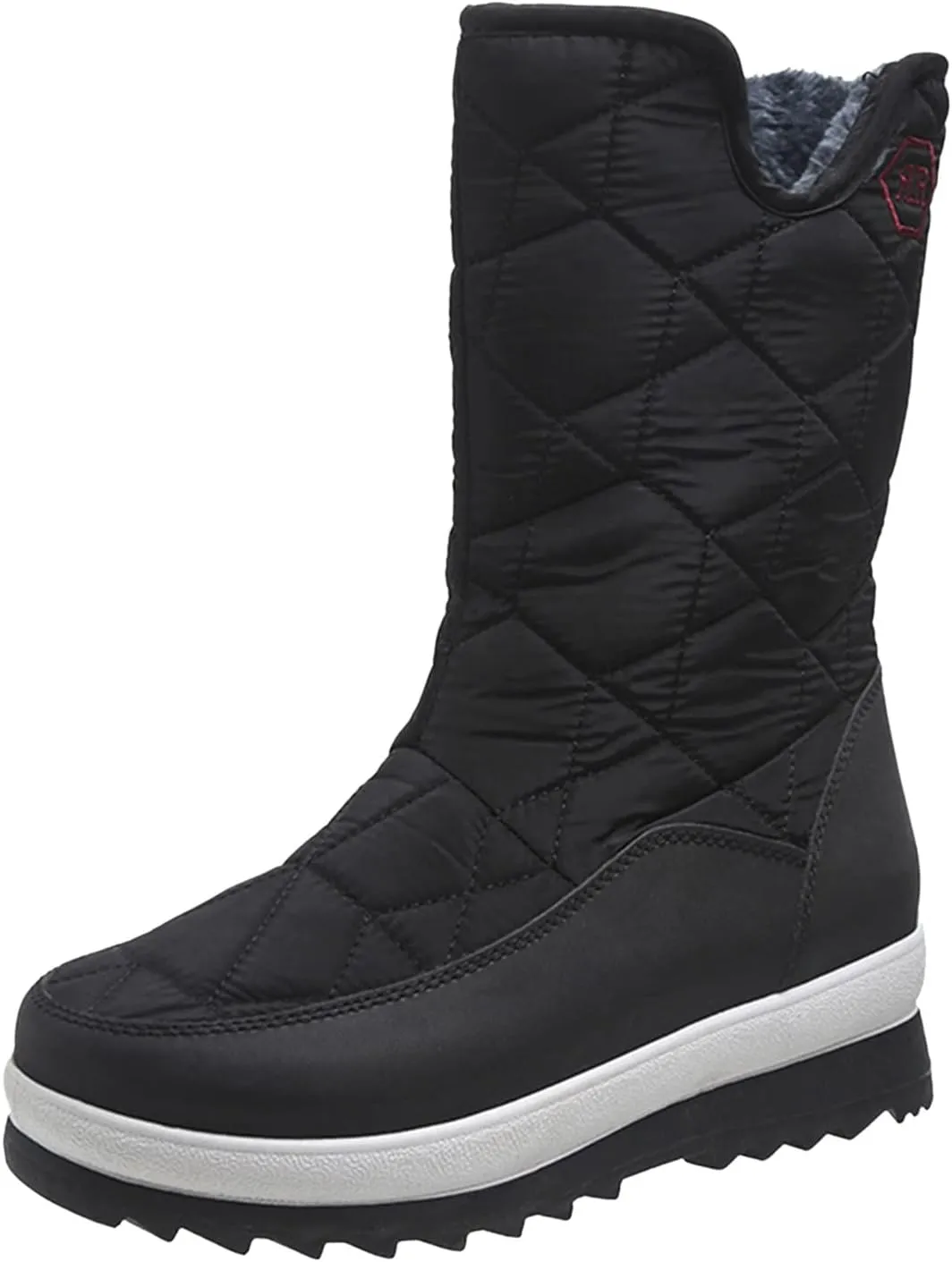 Winter Boots for Women Warm Fur Lined Waterproof Outdoor Mid Calf Snow Boots Platform Anti Slip with Side Zip