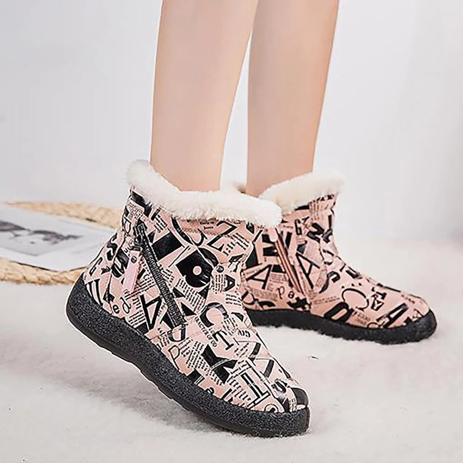 Winter Shoes for Women 2024 Comfy Dressy Winter Shoes for Women Low Heel Womens Wide Width Snow Boots Botas De Mujer Para El Frio Cute Womens Winter Dress Boots