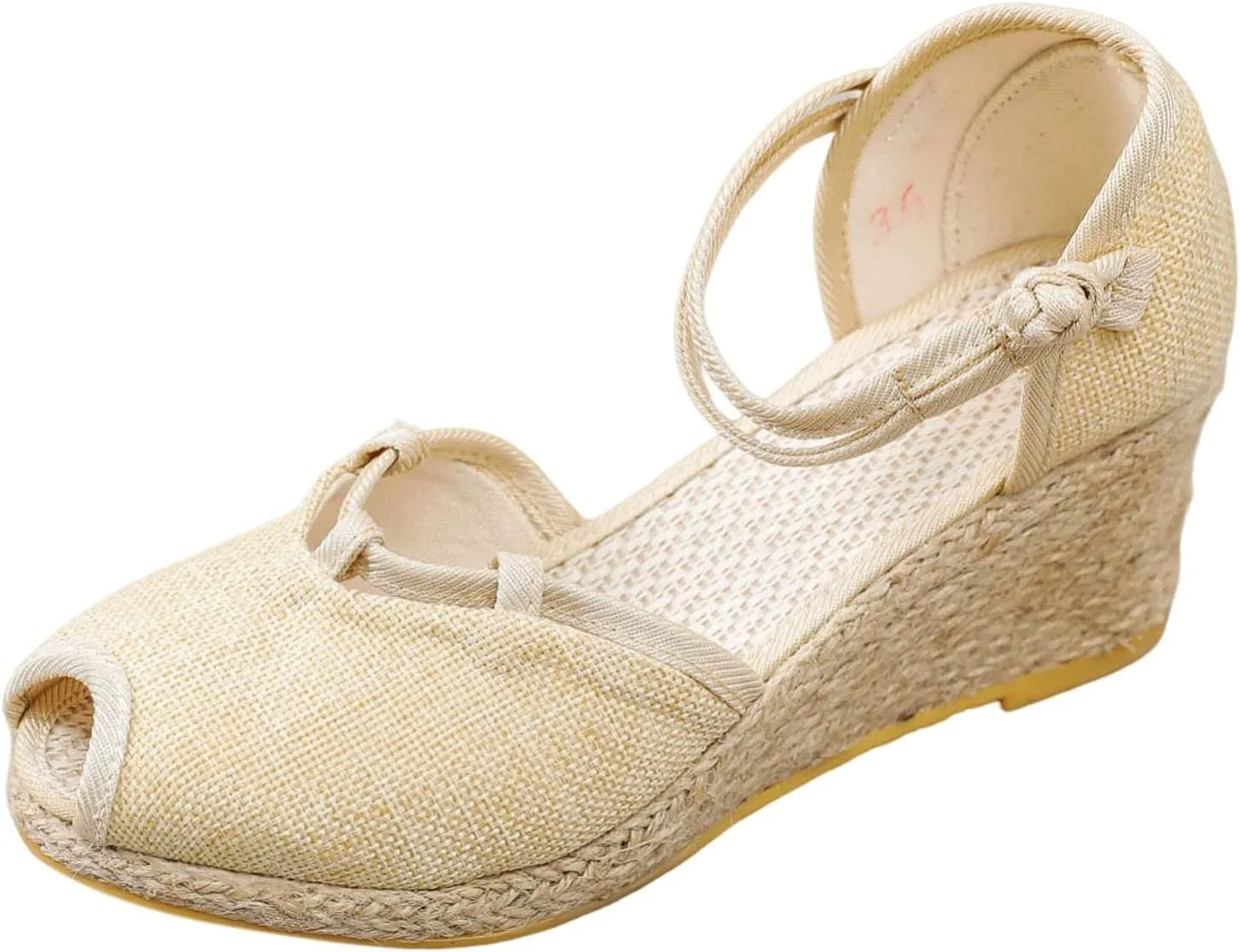 Women Ankle Strap Closed Toe Espadrille Sandals Wedge Heels Dressy Summer 2025 Casual Platform Wedges Slingback Flat Sandal Woven Slip On Bohemian Breathable Low Heel Comfortable Shoes