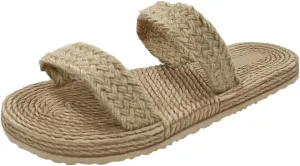 Women Girls Linen Slippers Flat Shoes Straw Bottom Slippers Sandals Beach Casual Women's Comfort Shoes
