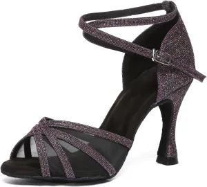 Women Latin Dance Shoes Professional Salsa Bachata Performance Ballroom Dancing Shoes,Model YCD46-7.5cm Heel