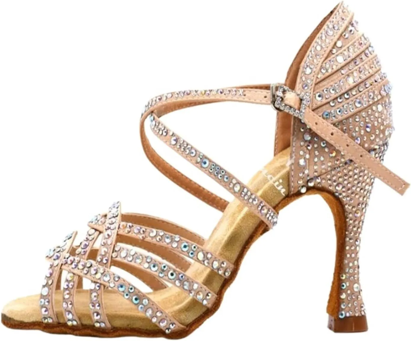 Women Salsa Dance Shoes Latin Ballroom Shoes Latin Dance Shoes Tango Party Shoes 9cm(Skin Heel 10cm,9.5)
