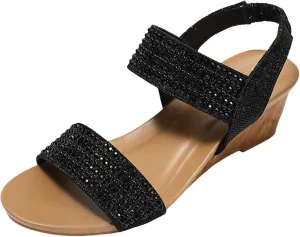Women Shoes With Diamond Sandals Women Wedge Heel Comfortable Shoes Snakeskin Sandals