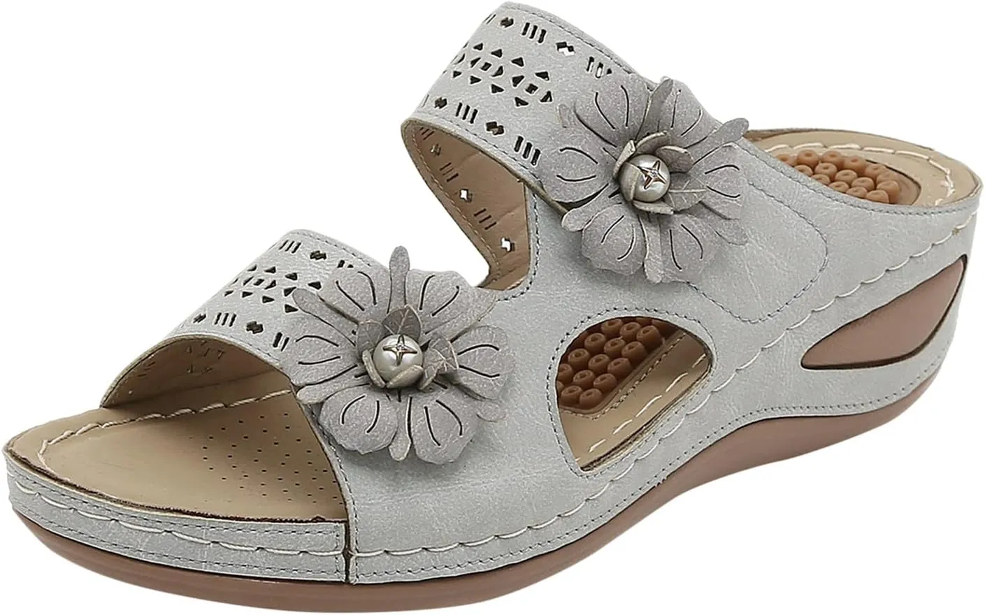 Women Summer Flowers Casual Open Toe Wedges Massage Soft Bottom Slippers Breathable Slip On Shoes Sandals Women's