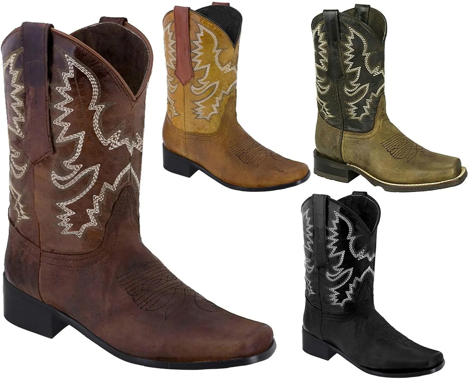 Women Western Cowgirl Mid Calf Booties Low Heel Cowboy Boots for Women Western Cowboy Boots Embroidered Cowgirl Boots