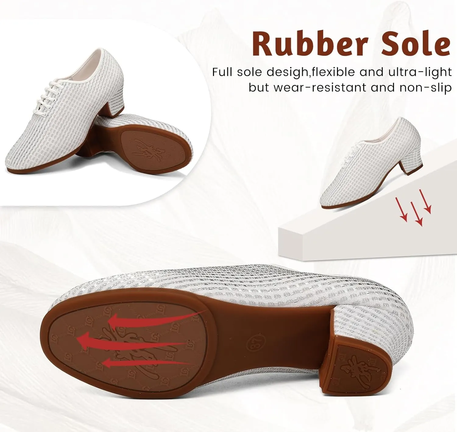 Women's Ballroom Dance Shoes Low Heel Lace up Closed Toe Salsa Teaching Professional Latin Practice Dancing Shoes,Model LHD-301-3cm Heel