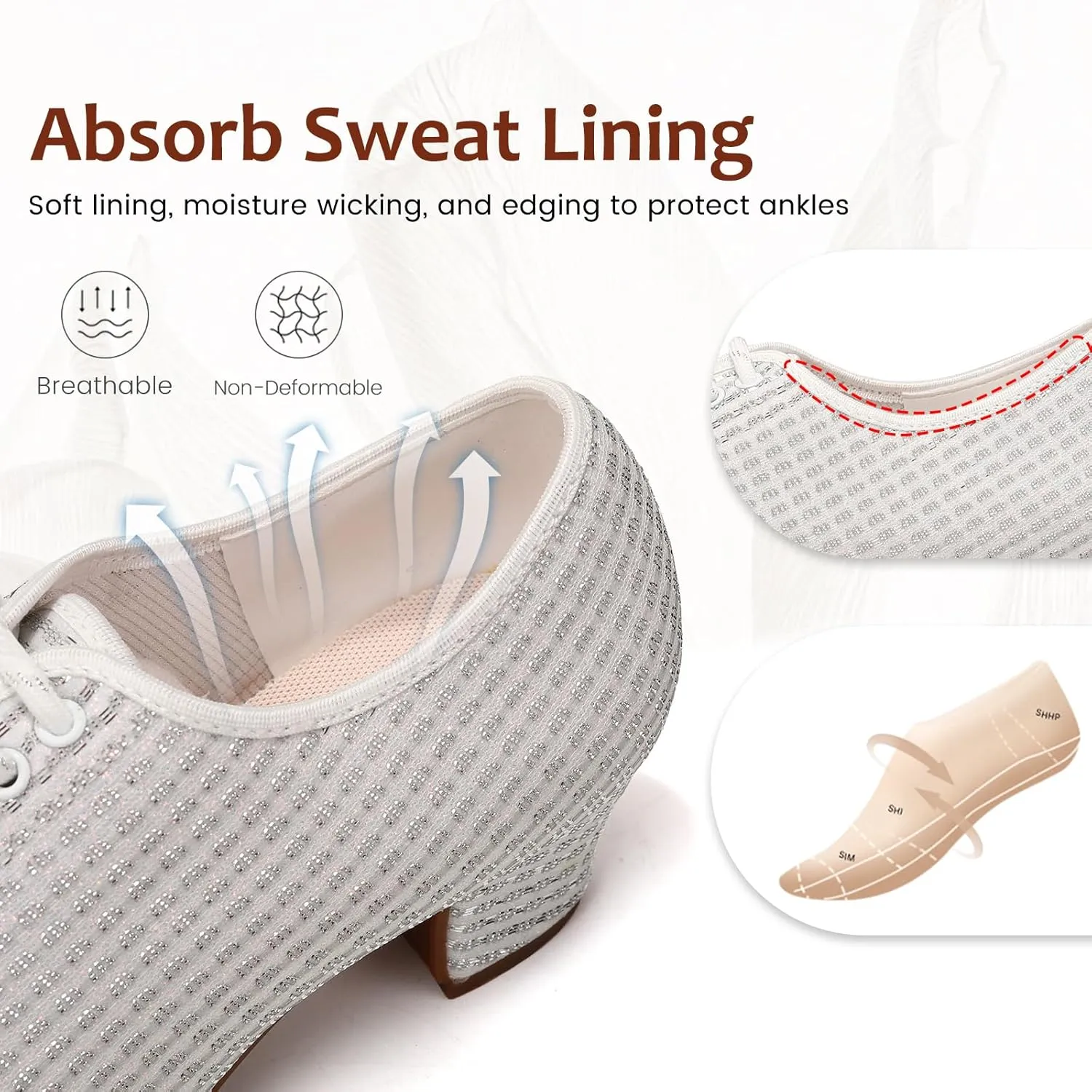 Women's Ballroom Dance Shoes Low Heel Lace up Closed Toe Salsa Teaching Professional Latin Practice Dancing Shoes,Model LHD-301-3cm Heel