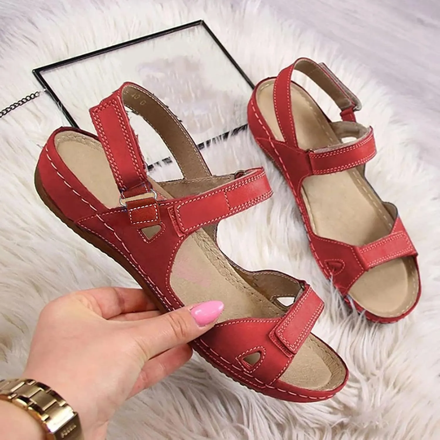 Women's Casual Shoes Ladies Beach Shoes Wedges Women's Toe Sandals Causal Open Solid Outdoor